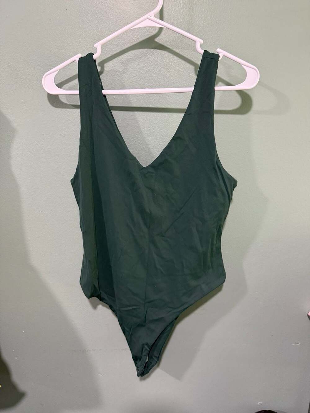Forever 21 Bodysuit Size XL Dark Green V-Neck